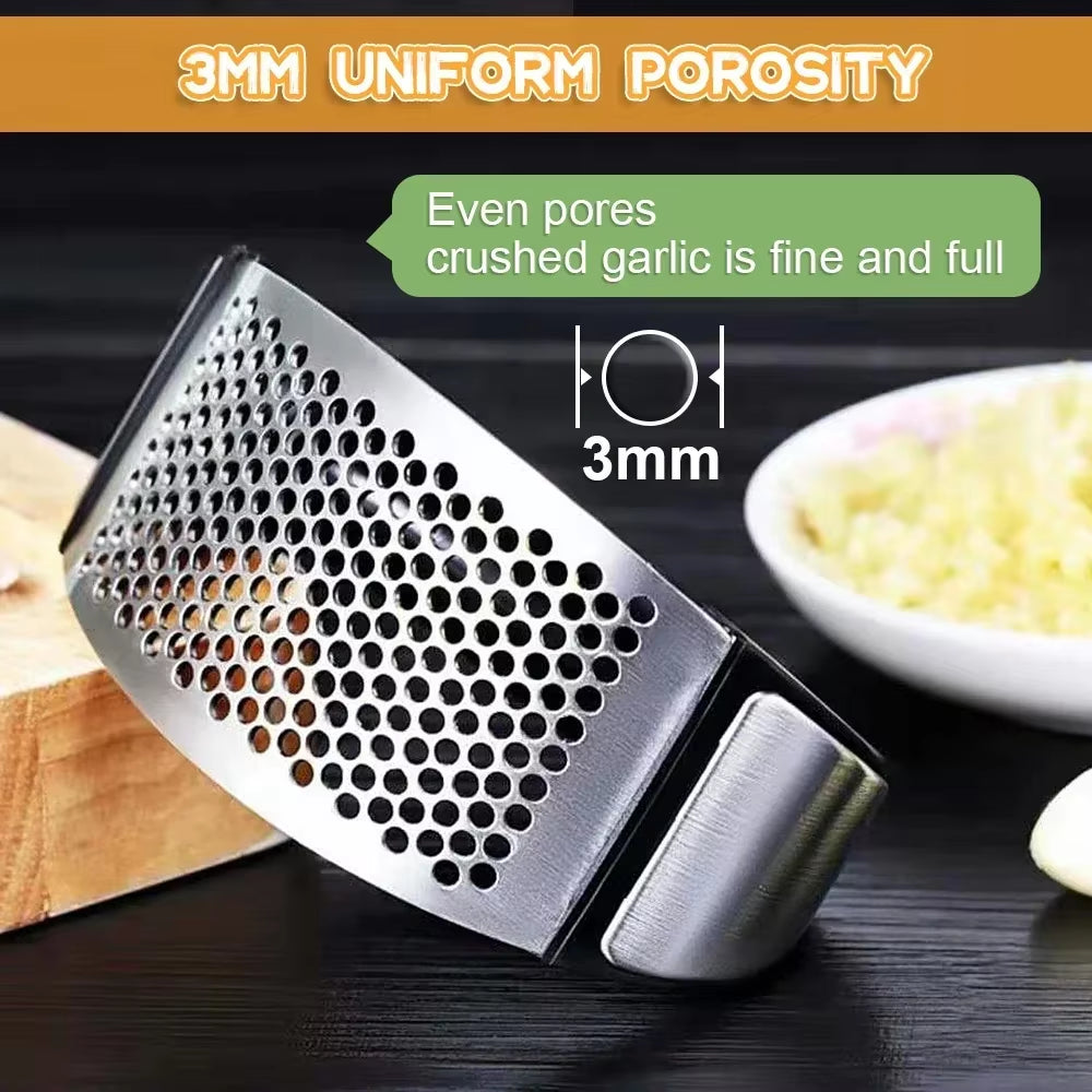 Stainless Steel Garlic Press Crusher Manual Garlic Chopper Garlic Chopping Tools Fruits and Vegetables Kitchen Gadget