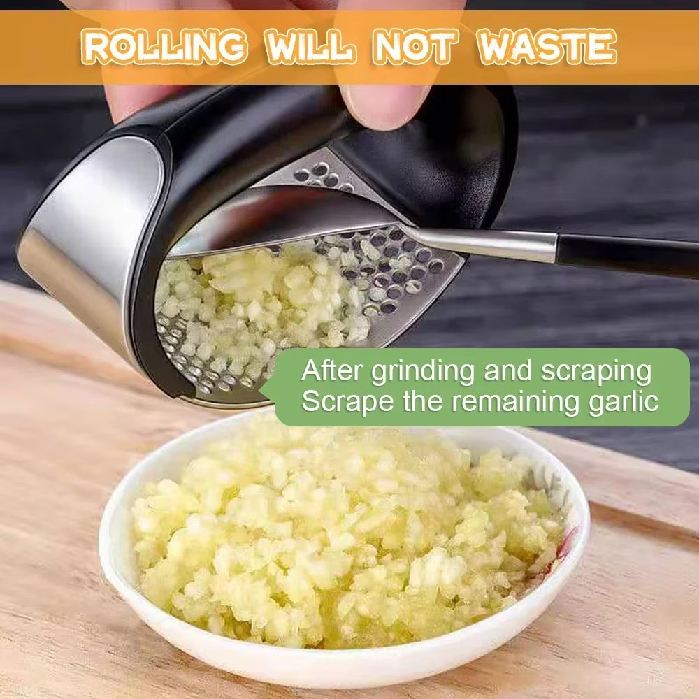Stainless Steel Garlic Press Crusher Manual Garlic Chopper Garlic Chopping Tools Fruits and Vegetables Kitchen Gadget