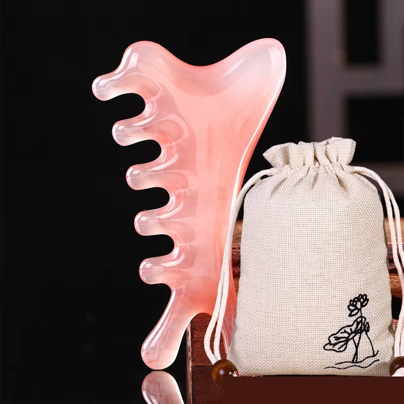 Head Massage Scalp Four-In-One Massage Comb Meridian Scalp Resin Scalp Massage Comb Head Unblocking Face Nose Massager Guasha